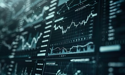 Financial Data Analysis: Stock Market Charts on Computer Screen