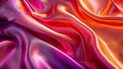 Obraz premium Close-up of vibrant silk fabric with a glossy surface, ideal for elegant design work
