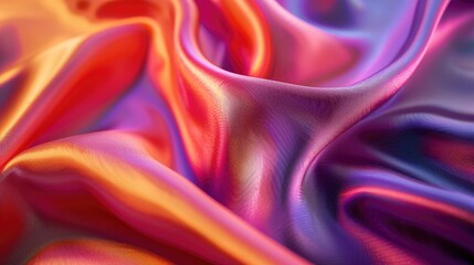 Obraz premium Close-up of vibrant silk fabric with a glossy surface, ideal for elegant design work