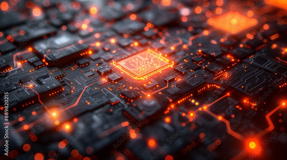 Poster illuminated circuit board with central processor