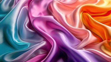 Obraz premium Detailed, colorful silk fabric texture, showcasing its smooth and glossy surface