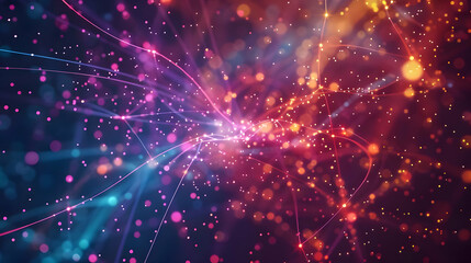 Abstract Background with Glowing Lines and Bokeh