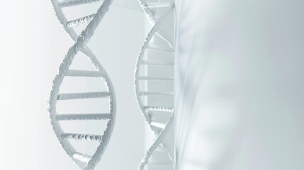 Futuristic white background with a DNA helix, representing advancements in biotechnology and medical science