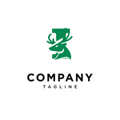 Letter I Deer Head Logo Icon Vector