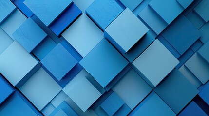 Fototapeta premium Geometric light-dark blue squares on gradient backdrop, ideal for branding and posters