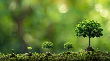 Greenery with small trees of different sizes, advocating for environmental awareness and World Environment Day