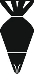 Black silhouette of a pastry bag filled with icing making star shapes, isolated on a white background