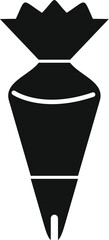 Black silhouette of a pastry bag filled with icing for decorating cakes and cupcakes