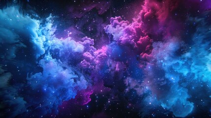 Fototapeta premium Vivid blue and purple ink bursts on dark background, creating a breathtaking cosmic effect