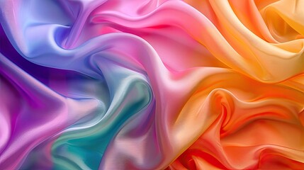 Obraz premium Vividly colored silk fabric texture, ideal for design purposes, showcasing a smooth and luxurious surface