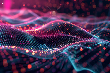 Abstract 3D Background with Wavy Lines and Lights