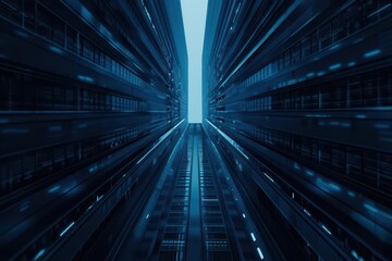 Obraz premium A hightech financial district in an ultramodern, supernatural scene with copy space showcases the advanced infrastructure supporting digital payments in everyday transactions