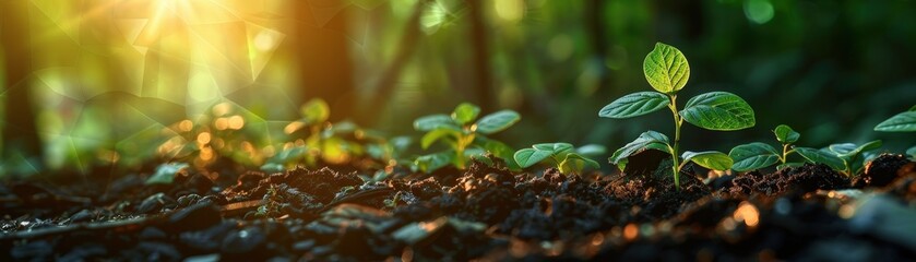 Eco-friendly financial practices with green symbols, emerging financial trends, sustainable finance