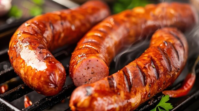 Kielbasa splitting open, sending flavorful juices and spices in all directions