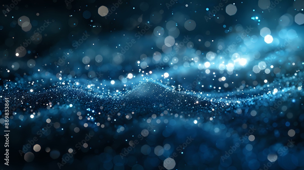 Aufkleber abstract image with sparkling blue particles creating a wave-like pattern. ideal for backgrounds, di