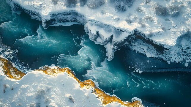 Aerial photograph of glacial rivers from above