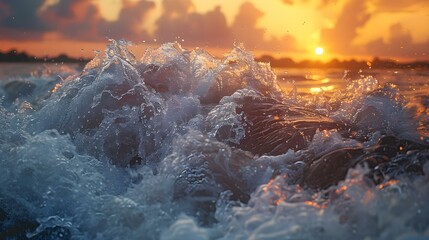 Fototapeta premium Meeting of river and sea waves
