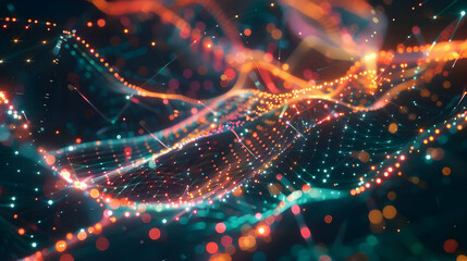 Obraz premium Abstract 3D Background with Orange and Teal Lights