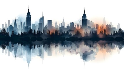 Obraz premium City silhouette vector set. Panoramic city background