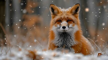 Obraz premium Wildlife scene: Red Fox hunting in Europe
