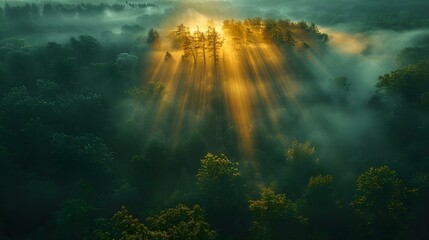 Obraz premium Misty rural landscape at sunrise with long shadows