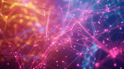 Fototapeta premium Abstract Background with Pink and Blue Lines and Glowing Bokeh