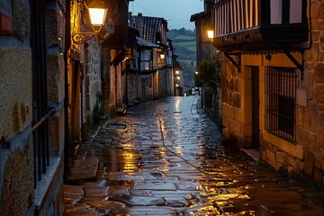 Fototapeta premium Cobblestone Street in a European Village