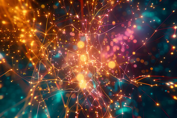 Fototapeta premium Abstract Background with Glowing Lines and Bokeh Lights