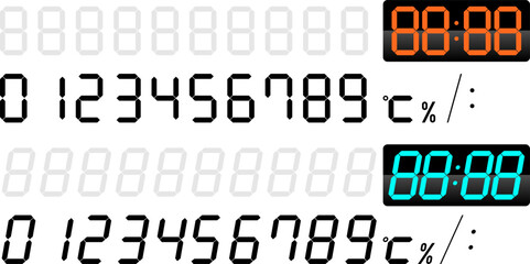 Vector Number Sets for Digital Clocks and Electronic Scoreboards