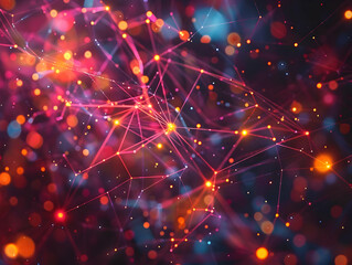 Fototapeta premium Abstract Background with Red and Orange Bokeh and Lines