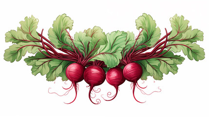 Botanical Beets illustration on white background ~ Created using Generative AI © Roxane Bay
