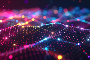 Obraz premium Abstract 3D Background with Neon Lights and Bokeh Effects