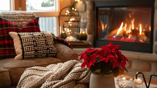 A cozy fireplace tucked into a corner perfect for colder evenings.