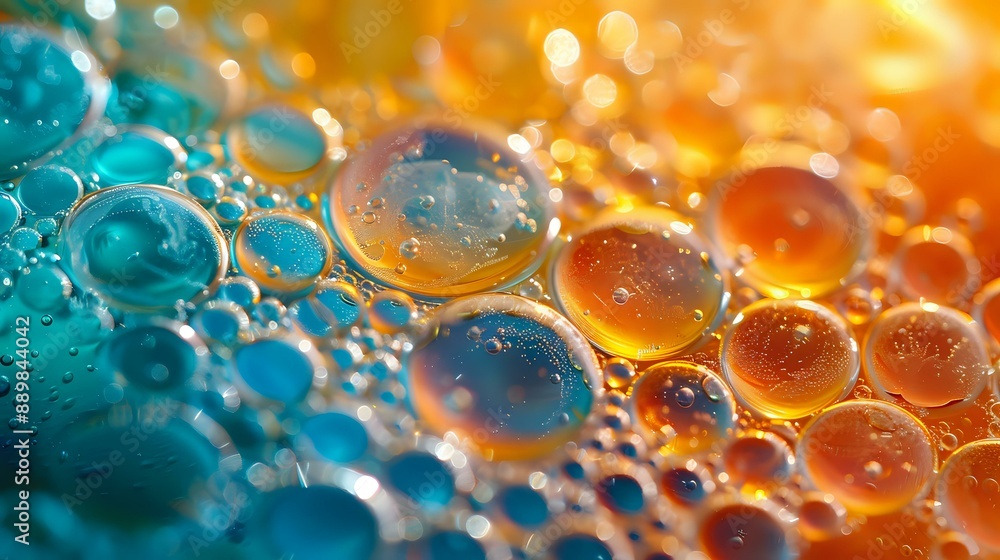 Aufkleber close-up of colorful oil and water bubbles creating a mesmerizing abstract pattern. perfect for back