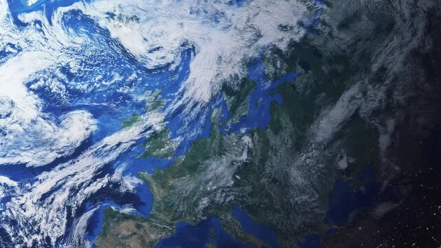 Zooming in on Odense, Denmark frome space - Perfect for Travel Intros and Backgrounds. Realistic 3D Animation.
