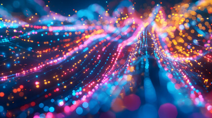 Abstract 3D Background with Colorful Lights and Bokeh