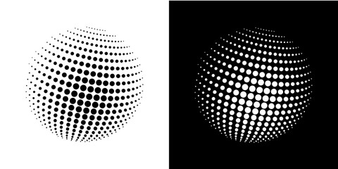 ドットのハーフトーンでてきた地球の抽象的アイコン