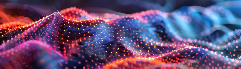 Fototapeta premium Abstract 3D Background with Wavy Lines and Colorful Lights