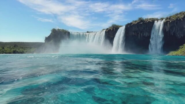 falls in the morning, seamless looping animation video background 