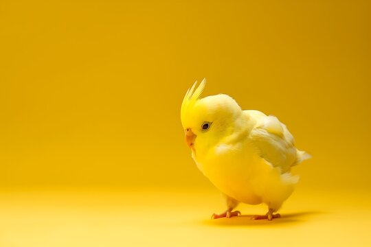 Cute deformed cockatiel with a mildly triangular face, a picture book character for 3 year olds, a familiar face