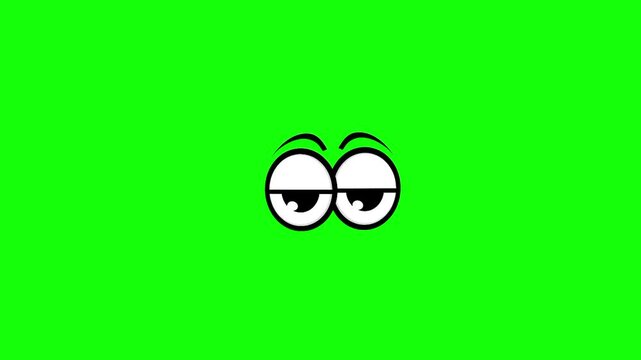 Green screen animation of cartoon eyes showing different emotions. Super high resolution