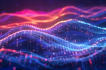 Fototapeta premium Abstract 3D Background with Blue and Red Neon Lights