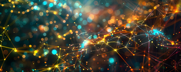 Obraz premium Abstract 3D Background with Colorful Bokeh and Glowing Lines