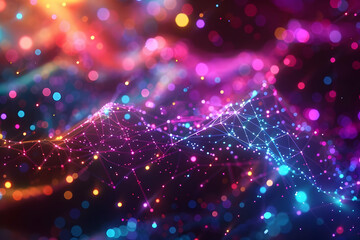 Fototapeta premium Abstract 3D Background with Neon Lights and Bokeh