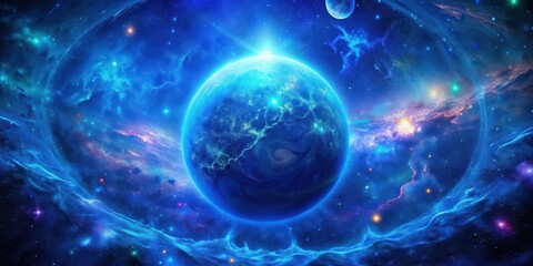 Obraz premium Blue glowing outer space