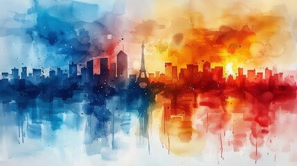 Watercolor illustration for French National Day celebration