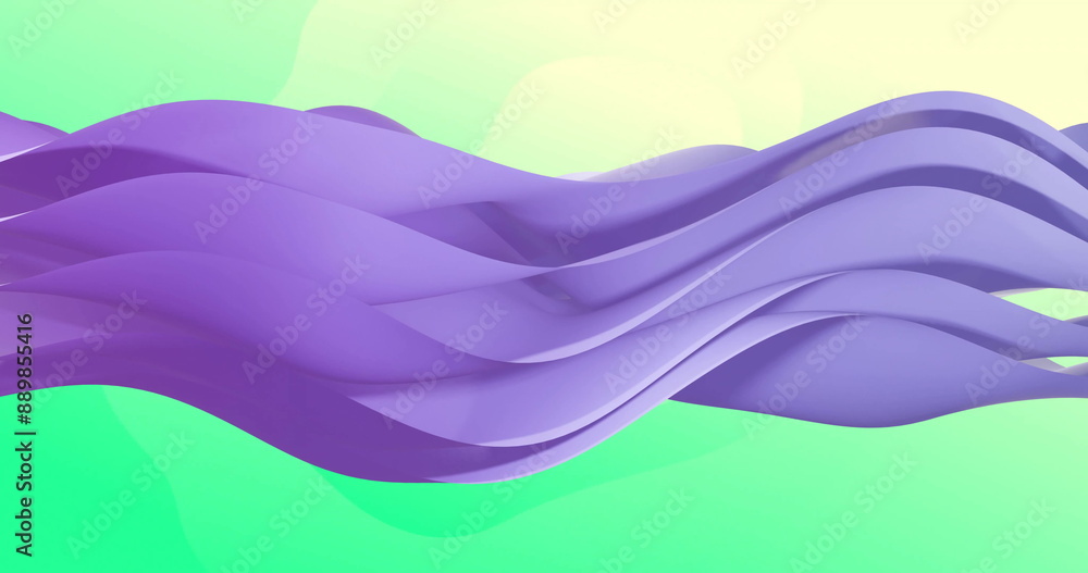 Poster image of waving layers moving over multi coloured background
