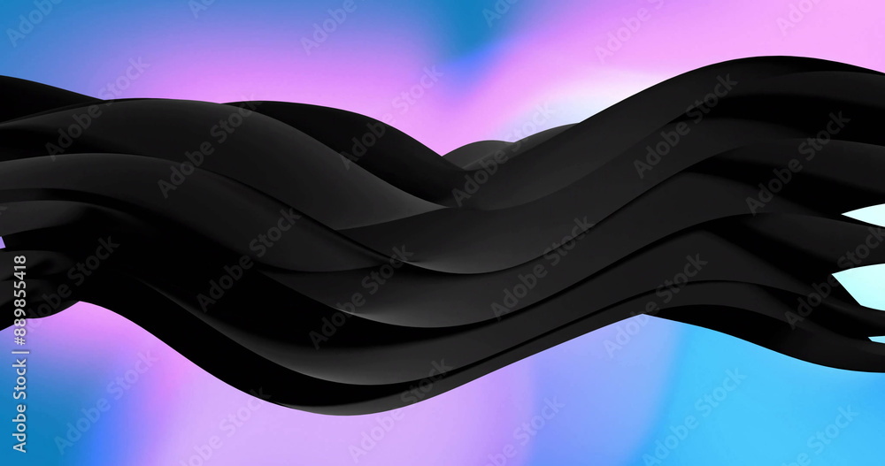 Poster image of waving layers moving over multi coloured background
