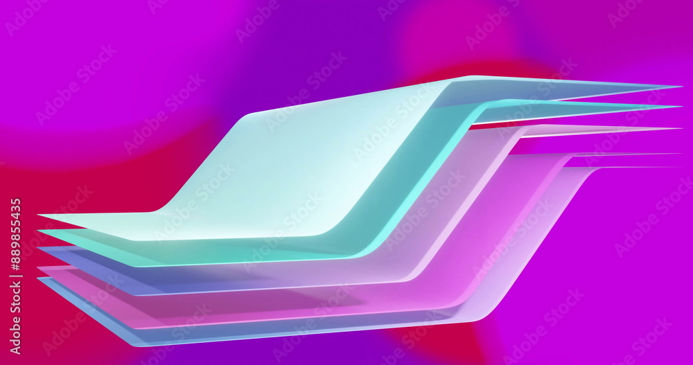 Poster image of waving layers moving over multi coloured background