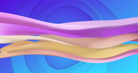 Image of waving layers moving over multi coloured background